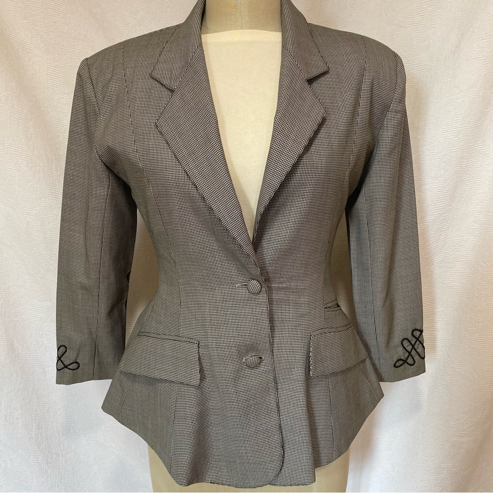 Vintage mini houndstooth fitted 2 button Jacket